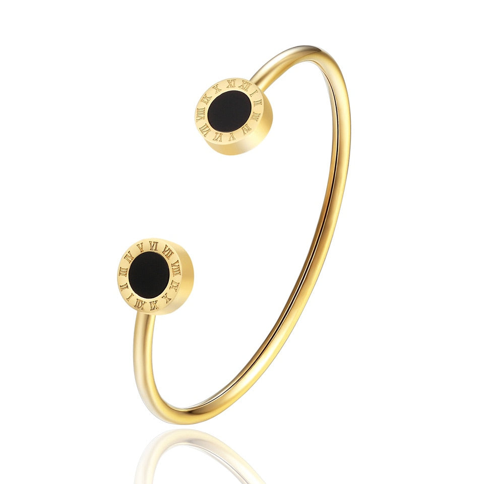 Gold Black Stone Bangle